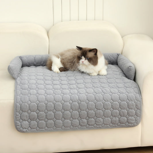 Corduroy Pet Bed Blanket, Mat with Neck Pillow