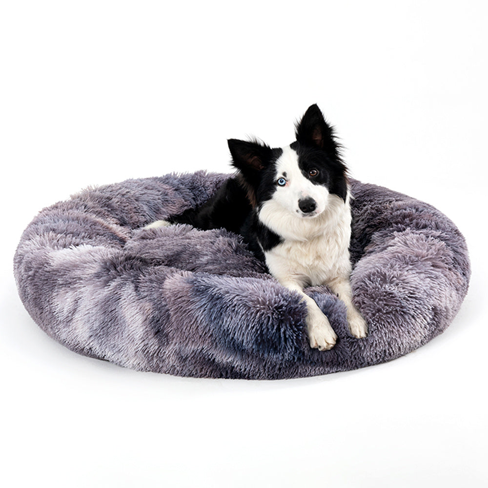 Fluffy Donut Dog/ House Cat Bed Warm Soft Plush Pet Cushion Bed Washable Pet Sofa Mat Calming, Small Large Dog Beds