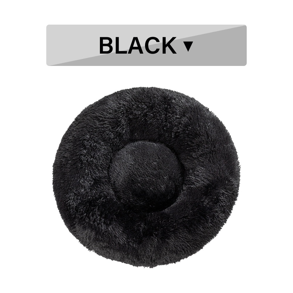 Fluffy Donut Dog/ House Cat Bed Warm Soft Plush Pet Cushion Bed Washable Pet Sofa Mat Calming, Small Large Dog Beds