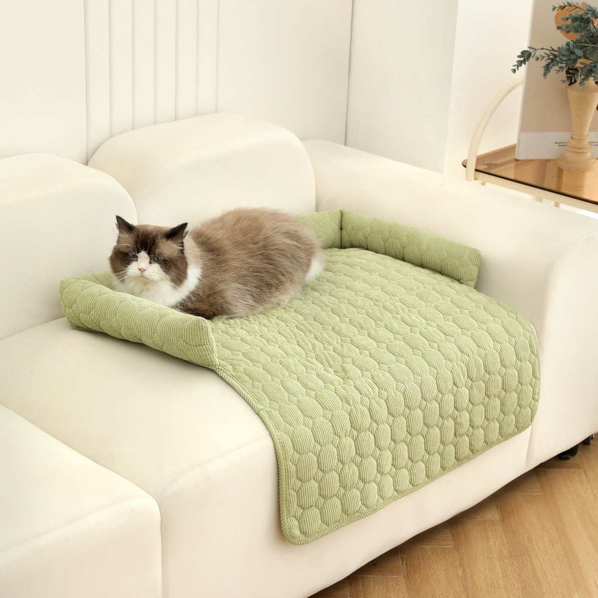 Corduroy Pet Bed Blanket, Mat with Neck Pillow