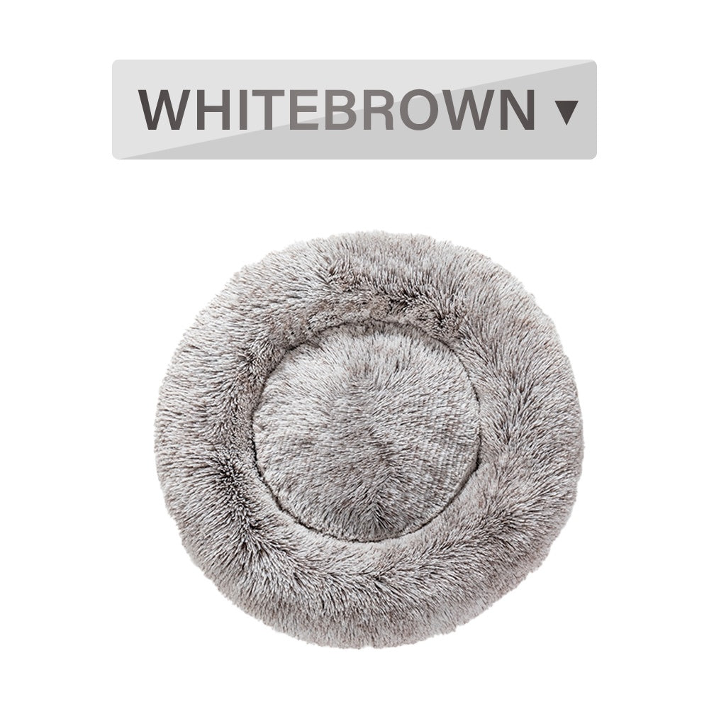 Fluffy Donut Dog/ House Cat Bed Warm Soft Plush Pet Cushion Bed Washable Pet Sofa Mat Calming, Small Large Dog Beds