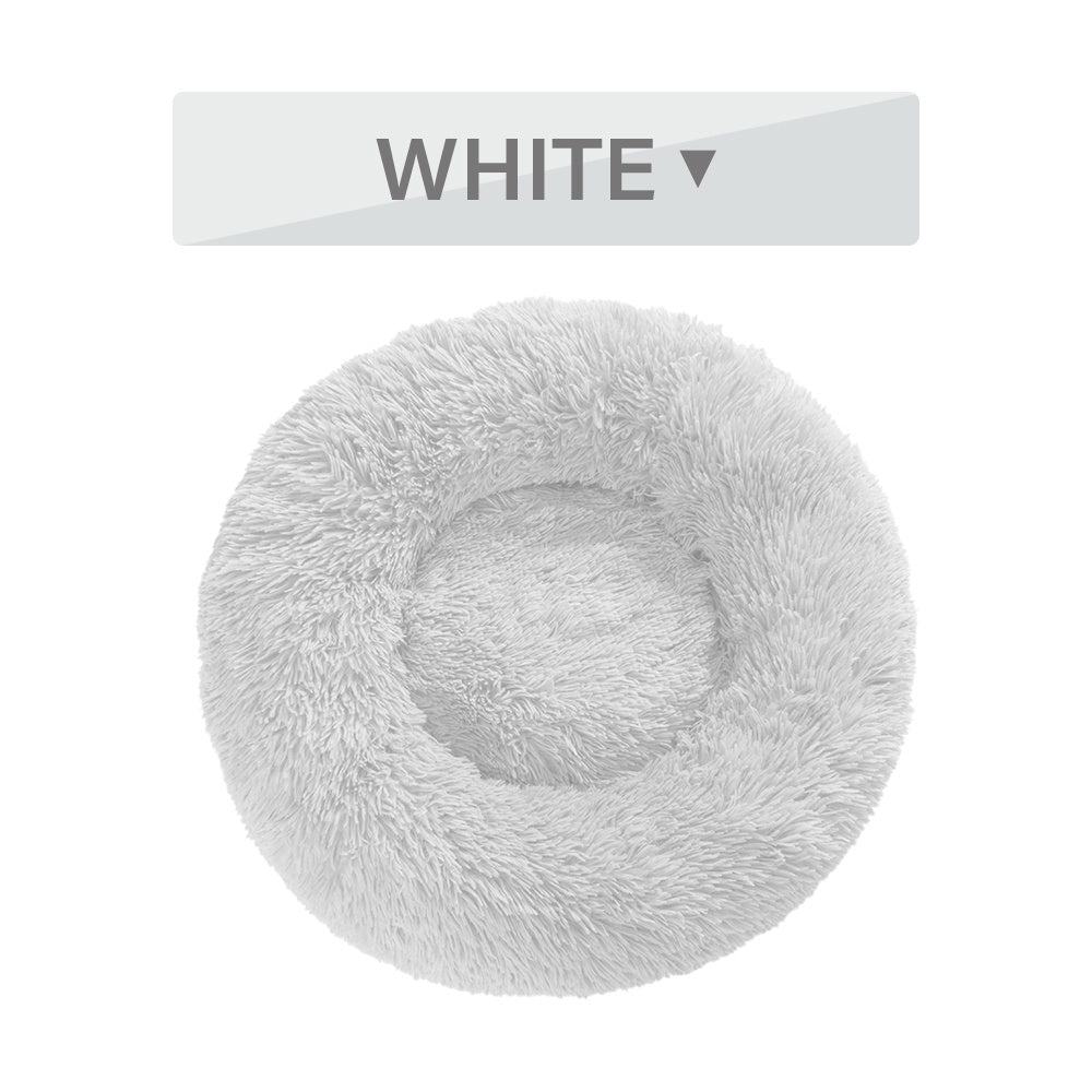 Fluffy Donut Dog/ House Cat Bed Warm Soft Plush Pet Cushion Bed Washable Pet Sofa Mat Calming, Small Large Dog Beds