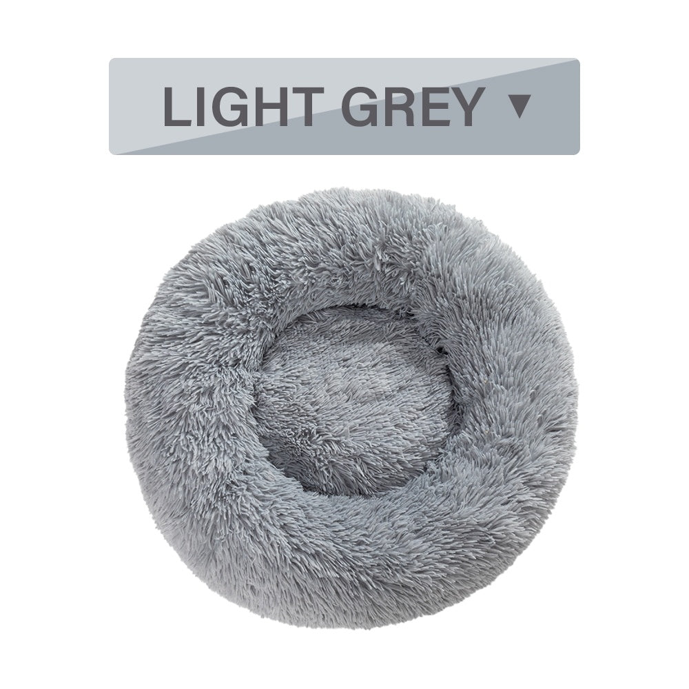 Fluffy Donut Dog/ House Cat Bed Warm Soft Plush Pet Cushion Bed Washable Pet Sofa Mat Calming, Small Large Dog Beds