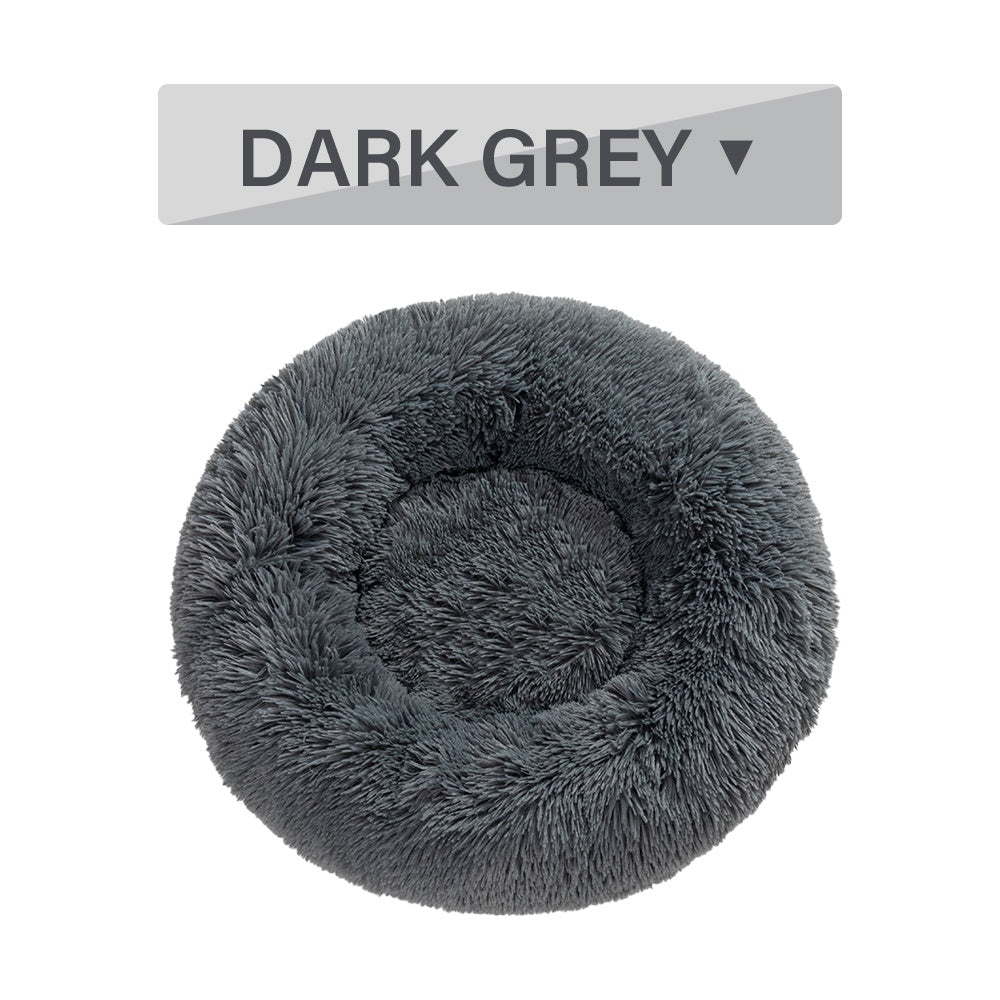 Fluffy Donut Dog/ House Cat Bed Warm Soft Plush Pet Cushion Bed Washable Pet Sofa Mat Calming, Small Large Dog Beds
