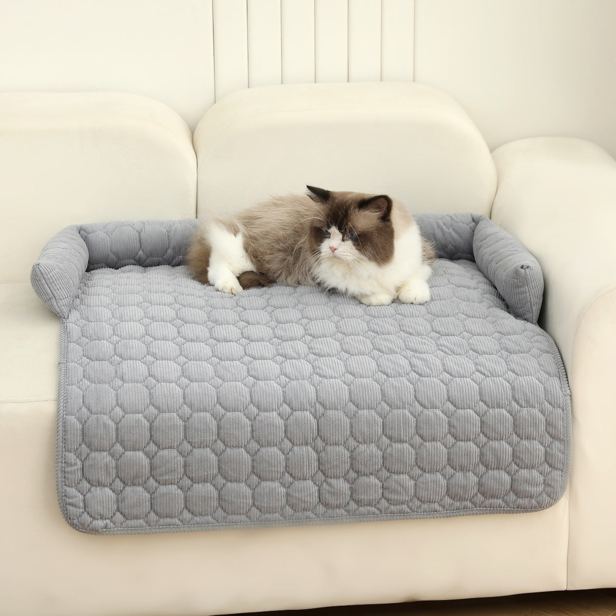 Corduroy Pet Bed Blanket, Mat with Neck Pillow