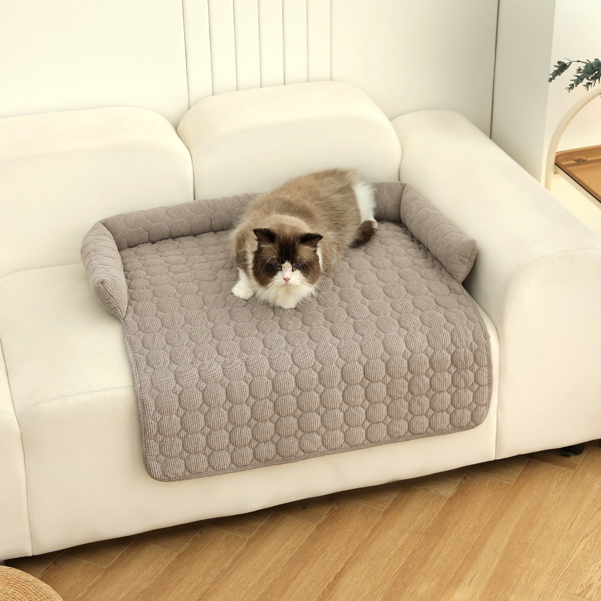 Corduroy Pet Bed Blanket, Mat with Neck Pillow
